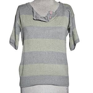 Short Sleeve Silk Blend Sweater Size Medium